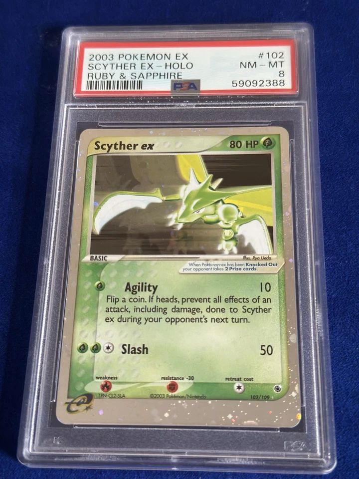 Scyther EX 102/109 Holo Pokemon Card Ruby & Sapphire PSA 8 NM-MINT - Image 1 of 1