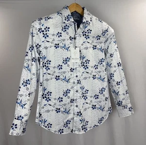 Robert Graham Button-Up Shirt Mens Small Colorful Vibrant White Blue Floral LS - Picture 1 of 13