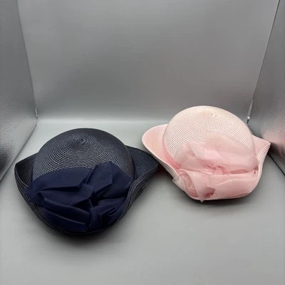 Vintage Designed By Sylvia New York St Louis Lot Of 2 Hats Pink Blue - Image 1 of 4