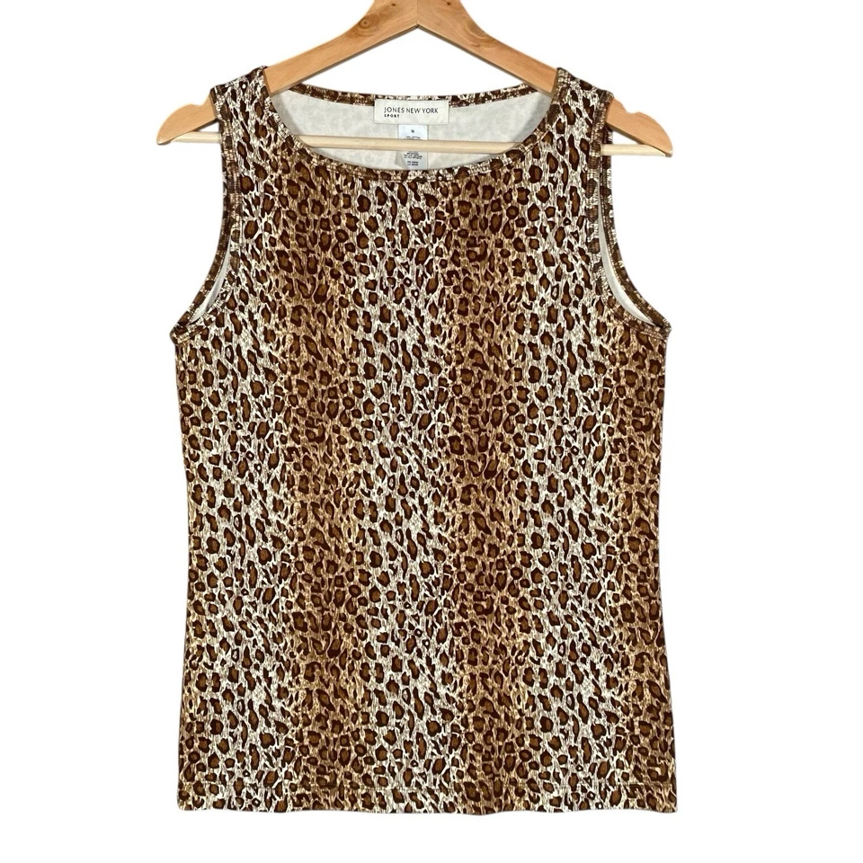 Jones NY Sport Leopard Print Tank Top Womens M Sleeveless Career Casual Layering - Image 1 of 4