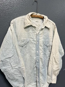 Vintage 70’s Osh Kosh Denim Chambray Button Up Work Shirt Men’s Large Sun Fade - Picture 1 of 6