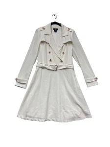 DKNY Damen Trenchcoat weiß zweireihig mit Gürtel Größe M #536A - Bild 1 von 10