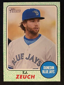 2017 Topps Heritage T.J. Zeuch Dunedin Green Border SP #d 50/50 Card #26