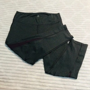 Gaiam Yoga Purple Gray Compression Crop Leggings - Picture 1 of 4