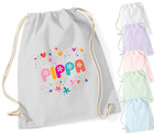 Personalised Any Name Cotton Drawstring Bag School PE Bag Kids Girls Boy