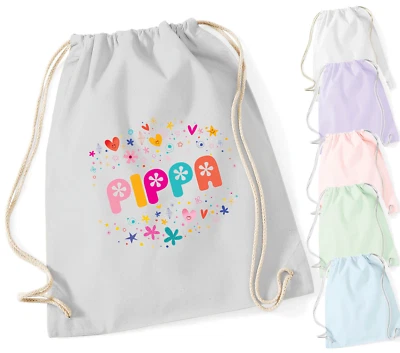 ICKLE PEANUT Personalised Any Name Cotton Drawstring Bag School PE Bag Kids Girls Boy