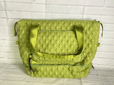 NEW French Connection Womens Fabric Quilted Double Handles Zip Tote Bag Green - Image 1 of 4