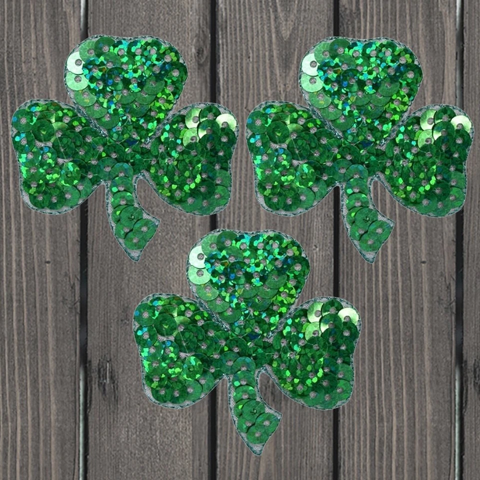 Medium Shamrock Embroidered Patch — 3-Pack — Iron On - Image 1 of 1