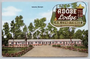 Cartolina di lino anni '40 Eulonia, Georgia Adobe Lodge Roadside Motel Motor Inn UNP - Foto 1 di 4