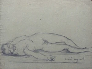 Homme nu dessin de Gérard VERGAERT vers 1905 Roubaix - Picture 1 of 2