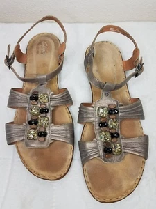 Womens Sandals Clarks Leather Artisan Metallic Slingback Sandals SIZE 11 M  - Picture 1 of 3