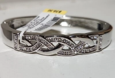 Charter Club J1048 Womens Silver Pave Braid Bangle Bracelet - Imagem 1 de 4