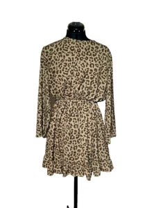 I Saw it First Dress Women Skater Leopard Print Crinched Ruffle Hem Size 14 - Picture 1 of 7