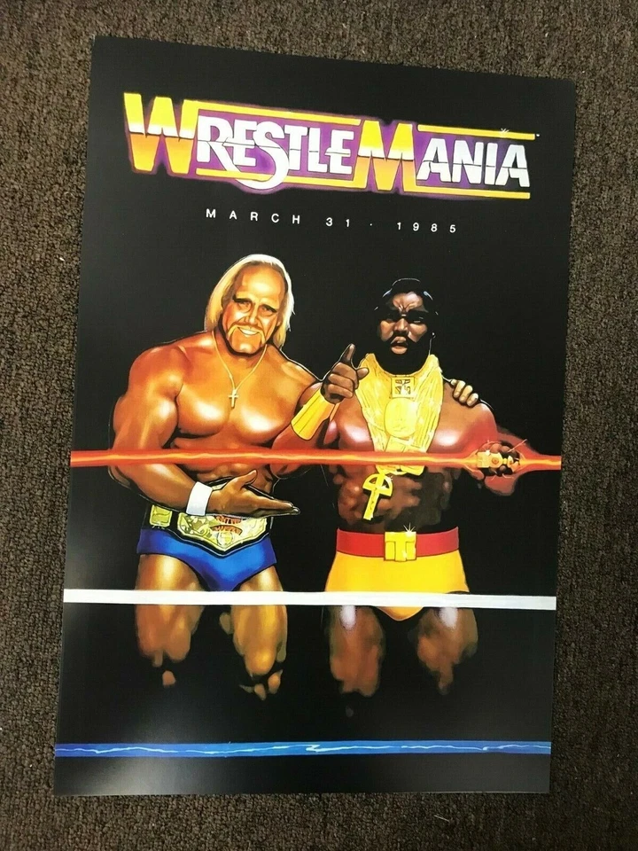 Póster de lucha libre promocional Wrestle Mania 1 I 1985 Hulk Hogan Mr. T Foto 1 de 1