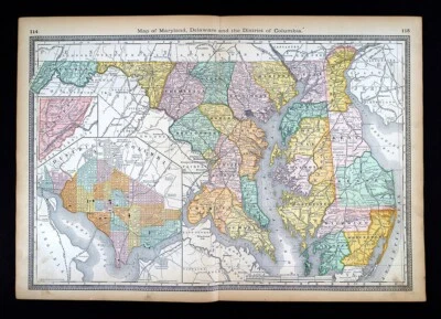 Mapa Hardesty 1883 Maryland Delaware Washington DC Baltimore Dover Annapolis MD Foto 1 de 4