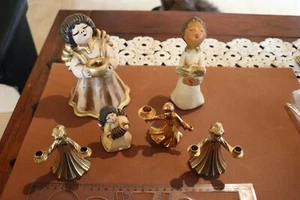 sechs tolle alte Engelsfiguren  Kerzenständer orig. Bozener Engel Thun u. Metall - Picture 1 of 10