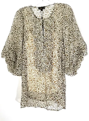 Camiseta sin mangas Jerry T para mujer estampado de leopardo manga corta con camiseta grande L nueva con etiquetas Foto 1 de 4