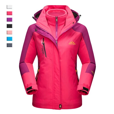 Chaqueta de invierno 3 en 1 para mujer al aire libre esquí nieve polar chaquetas abrigo cálido a prueba de viento Foto 1 de 4