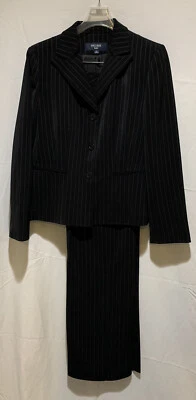 ❤️JONES WEAR 经典裤子套装黑色针条纹办公室专业 10 码 — 第 1/4 张图片