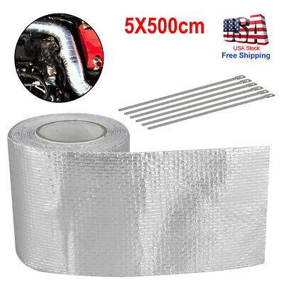 16ft Fiberglass Wrap Barrier Tape Heat Shield Roll Exhaust Car Protection Silver • 8.99$