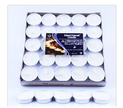 50 velas de cera de luz de té rojo blanco velas sin perfume sin humo taza de aluminio Foto 1 de 4