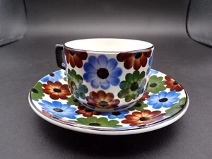 Vintage GES Gesch Hand Painted "Flowers" Cup & Saucer #126 A25 - Picture 1 of 8