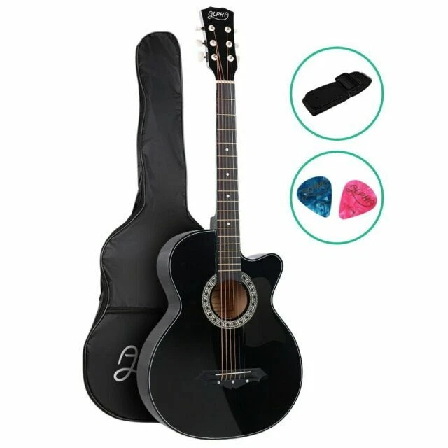 Alpha GUITARD38BK 6 String Acoustic Guitar - Black
