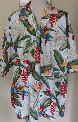 Винтажная гавайская рубашка ALOHAREPUBLIC мужская 2XL попугаи США круизная одежда  - Изображение 1 из 4