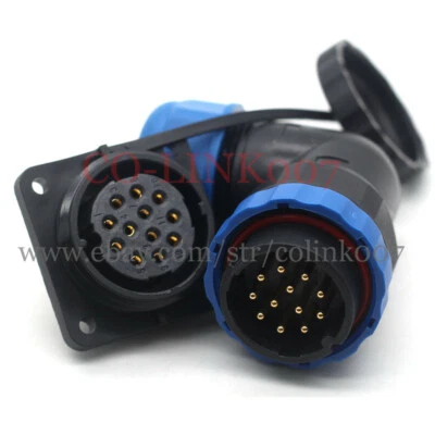 IP67 14Pin Connector Waterproof Bulkhead Aviation Circular LED power Signal Plug - Image 1 of 4