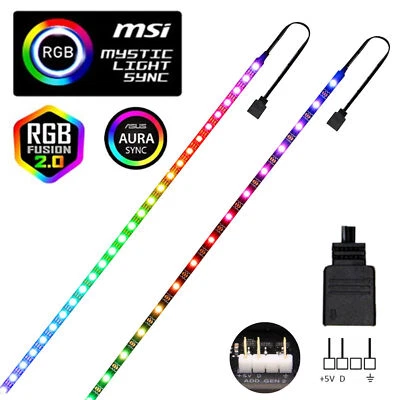 WS2812b RGB LED Strip 5V 3pin ARGB Gamin PC fr ASUS/MSI SYNC GIGABYTE Fusion 2.0 - Image 1 of 4
