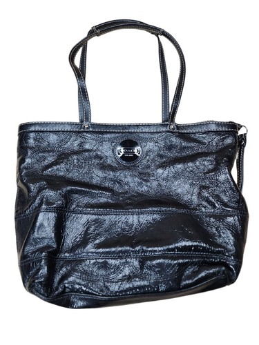 Borsa a mano Coach Signature in pelle nera cucita D1193 F15142