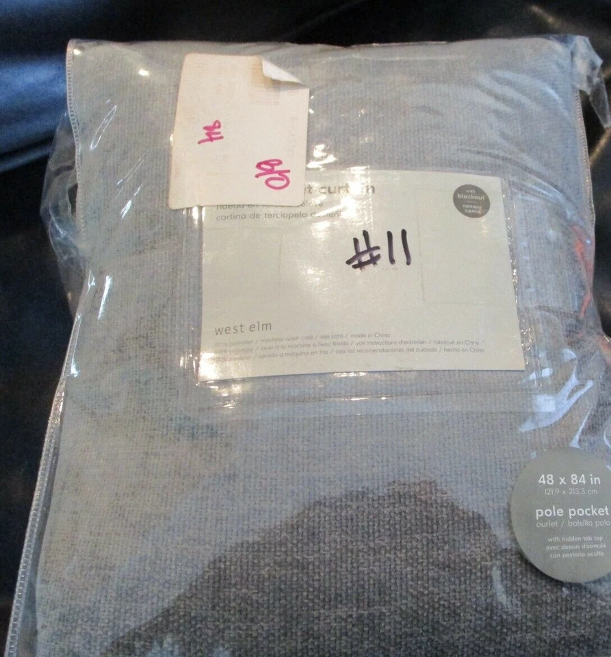 2 West Elm Worn Velvet Curtains drapes panels metal 48 84 blackout New w tag #11 - Image 1 of 1