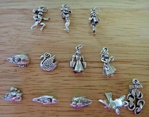 37gram Set of All 12 Days of Christmas Large Heavy Sterling Silver Charms - Picture 1 of 12