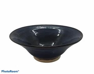 7 1/2” Rd Beautiful Studio blue pottery bowl, signed MEVS - Picture 1 of 4