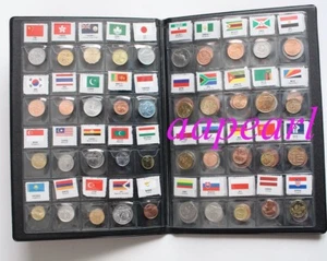 60 Pcs Different Countries Regions Foreign World Coins Money With Flag Album - Picture 1 of 11