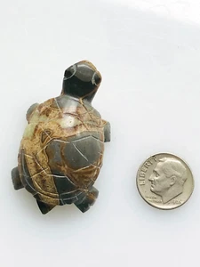 Vintage Zuni Fetish Native American SEPTARIAN TURTLE Carved 2" Long - Picture 1 of 5