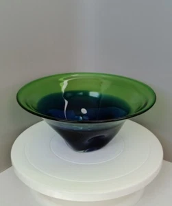 Mesa decorativa de vidrio artístico azul verde mostrador de frutas - Imagen 1 de 10