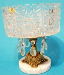 Mid Century Antique Lead Crystal,Brass,Marble Fruit/Candy Dish WestGermany Prist - Picture 1 of 12