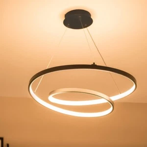 Black Ceiling Light Fitting Integrated LED Hanging Adjustable Living Room Light - Picture 1 of 8