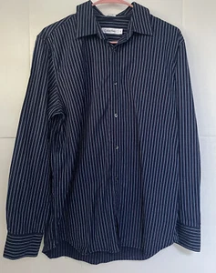 Calvin Klein Herren Langarm Hemd gestreift blau Knopfleiste Größe Large - Bild 1 von 3