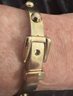 Michael Kors Gold Tone Bangle Bracelet Gold Hinge Belt Design 6 3/4”