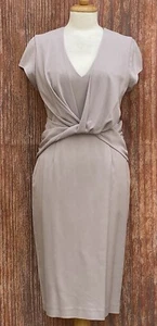 REISS taupe wedding guest bride’s mother occasion dress 12UK - waist ruching VGC - Picture 1 of 8