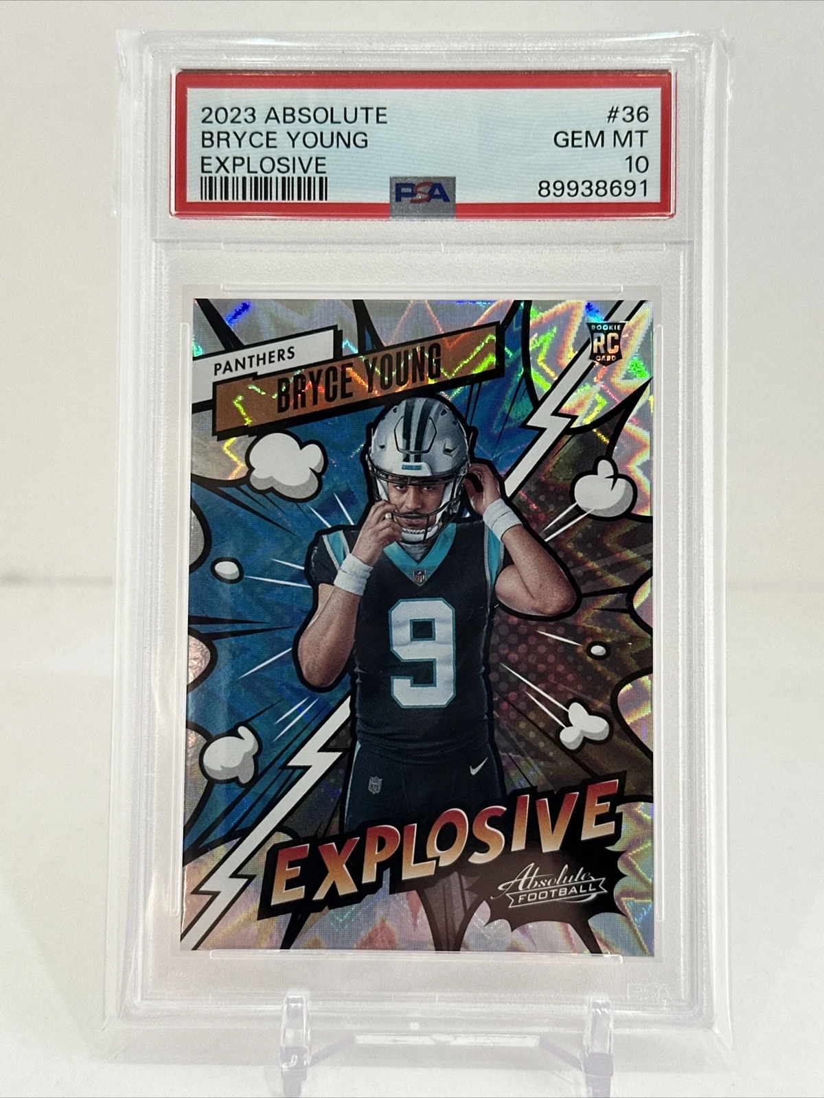 Bryce Young 2023 Absolute Rookie Explosive SSP Panthers RC #36 PSA 10