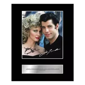 John Travolta und Olivia Newton-John signierte montierte Fotoanzeige Fett Auto... - Bild 1 von 3