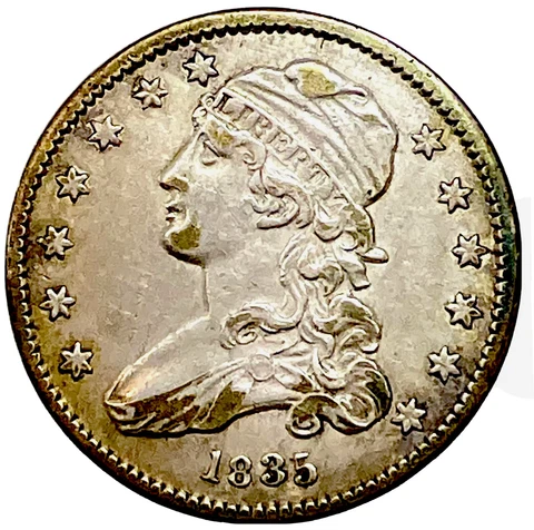 1835 Capped Bust Quarter, Browning-1, High 3 In Date, Rarity 3.9 Cover