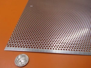 Perforated 304 Stainless Steel Sheet .030" Thick x 24" x 24", .125" Hole Dia. - Picture 1 of 10