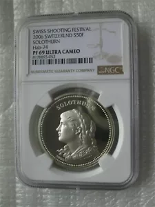 Switzerland 50Francs 2006 Silver Proof Coin Solothurn Shooting Festival NGC PF69 - Picture 1 of 4