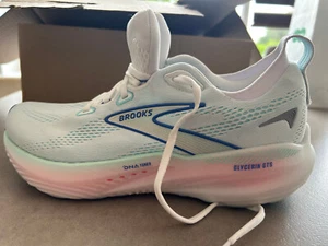 Brooks Glycerin GTS 22 Womens Running Shoes - White / Blue - Picture 1 of 7