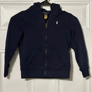 Polo Ralph Lauren Boy's Navy Blue Zip Up Hooded Jacket Size 6 - Picture 1 of 4