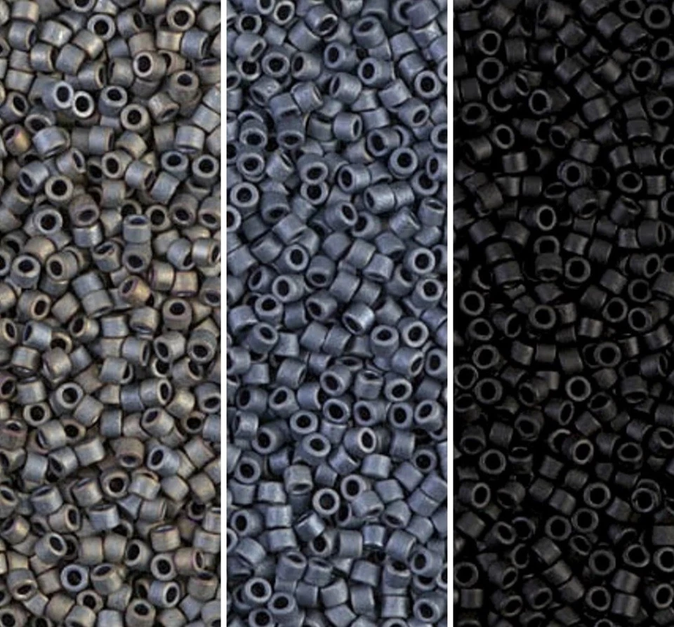 Combo Colección Cuentas Semilla Miyuki Delica Talla 11/0 Gris Mate/Negro DB-CMB16 Foto 1 de 4